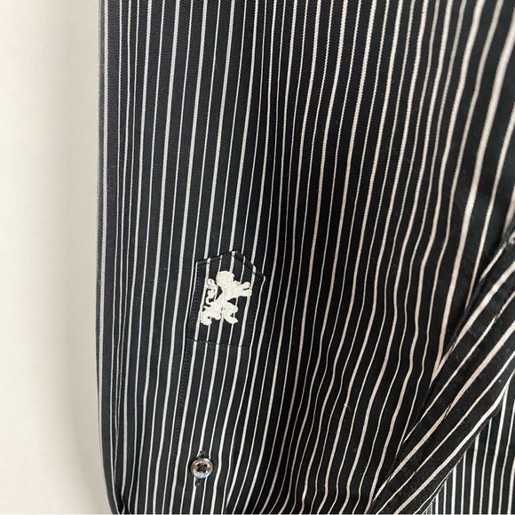 Bugatchi Uomo Button Up Shirt Long
Sleeve Flip Cuff Striped Size 15 Black
White - Picture 4 of 9